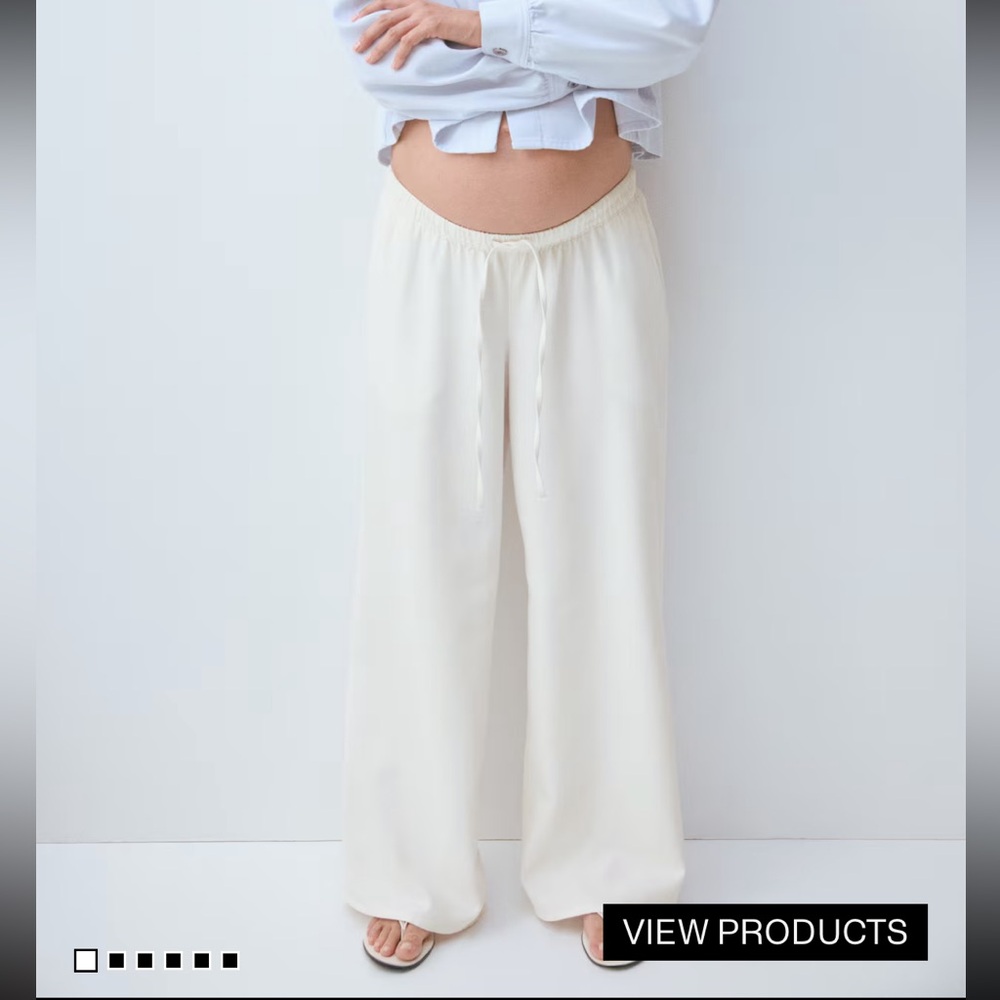 H&M MAMA Denim Wide-Leg Drawstring jeans